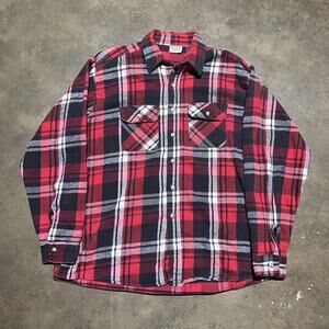 Vintage 80s FiveBrother Red/Black Cotton Plaid Flannel Shirt